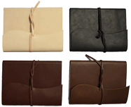 Handmade leather bound wrap journal with tie closure